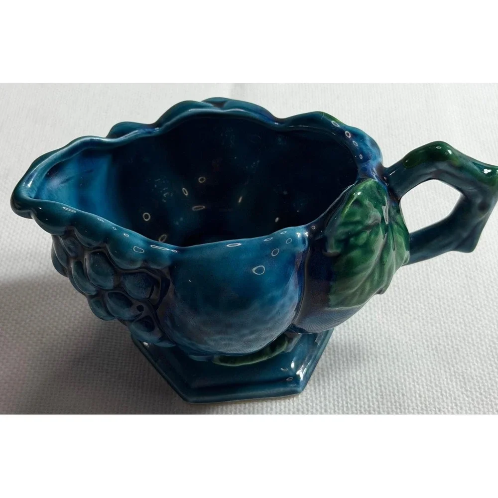 Vintage‎ Inarco Japan Blue Fruit Ceramic Creamer and Sugar Bowl Set E3713 Teal